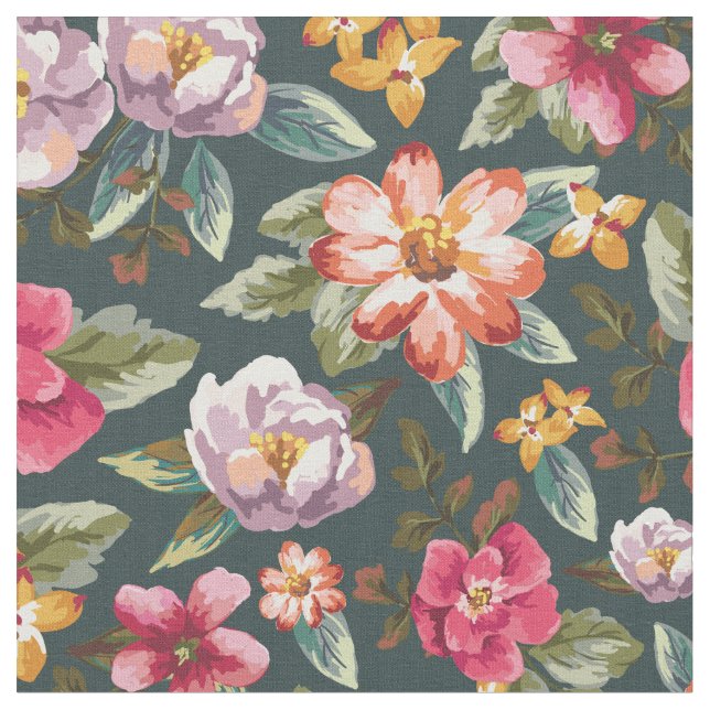 Tissu Schéma floral romantique| Fleurs Vintages (Fermer)