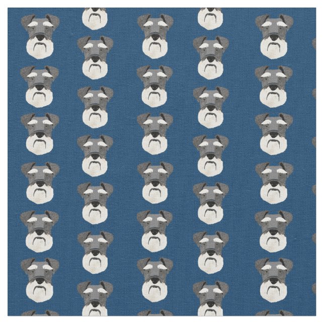 Tissu Schnauzer face à la marine des chiens bleu (Fermer)