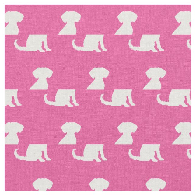 Tissu Schnoodle Chien Silhouette Animal rose (Fermer)