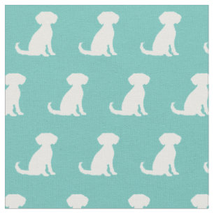 Tissu Schnoodle Chien Silhouette Animaux Turquoises