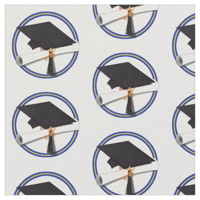 Tissu School Colors Blue & Gold Grad Cap w/Diploma (Fermer)