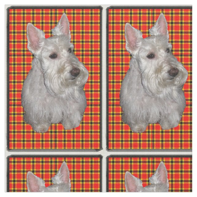 Tissu Scottie sur le plaid (Fermer)