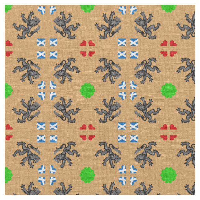 Tissu Scottish Flag & Lion Hearts, mode écossaise GLD2 (Fermer)