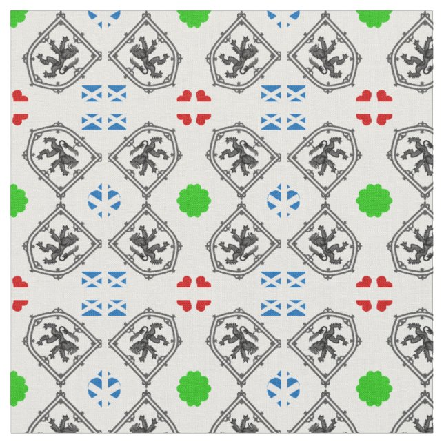 Tissu Scottish Flag & Lion Hearts, mode écossaise WHT (Fermer)