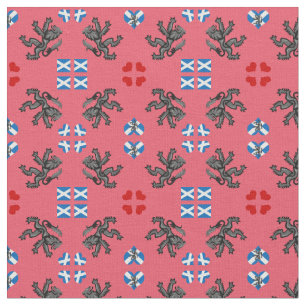 Tissu Scottish Flag & Lion Hearts, Scotland fashion PNK