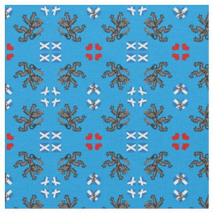 Tissu Scottish Flag & Lion Hearts, Scottish fashion BLU2