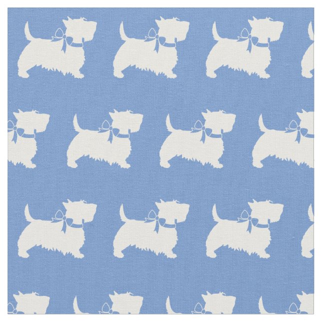 Tissu Scottish Terrier Scottie Dog Scotty Light Blue (Fermer)