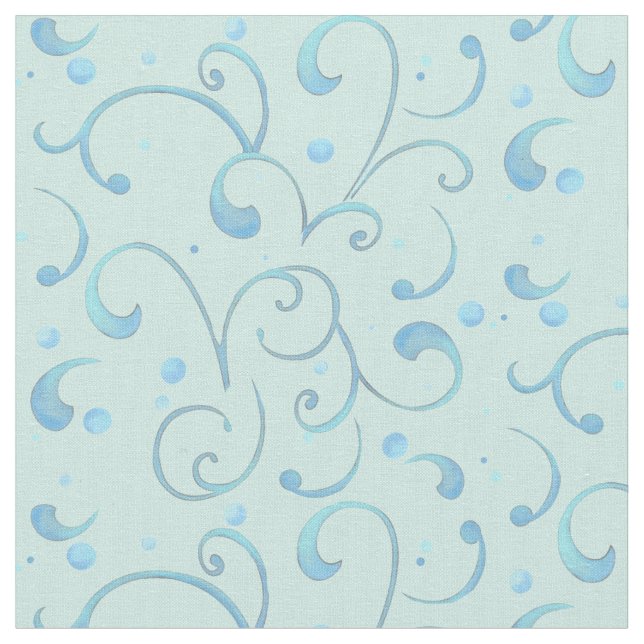 Tissu Scroll Swirl Dot Aqua Blue Nursery Baby Cute Whale (Fermer)