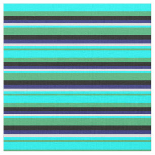 Tissu Sea Green, Cyan, Lavande, Midnight Blue & Black