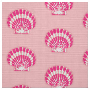 Tissu Sea Shell - fuchsia rose et blanc