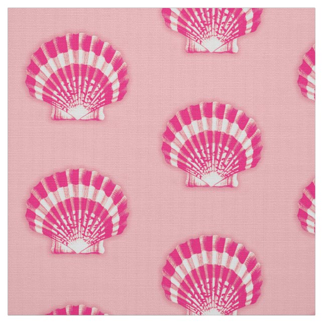 Tissu Sea Shell - fuchsia rose et blanc (Échantillon)