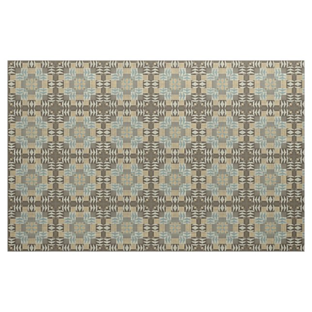Tissu Seafoam Green Taupe Beige Dark Brown Ethnic Look (Fat Quarter)