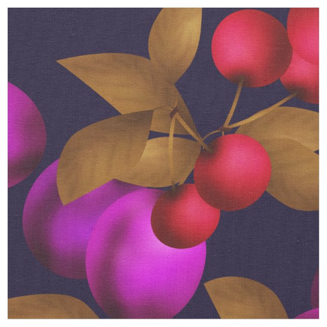 Tissu Seamless dark plum fruits purple berries cherry (Fermer)