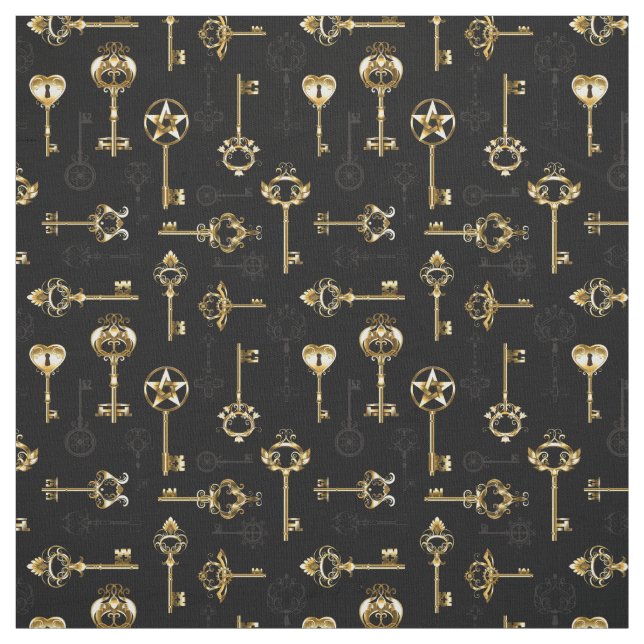 Tissu Seamless Pattern with Golden Keys (Échantillon)