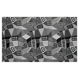 Tissu Segmenté Abstrait 070717 - Noir et blanc