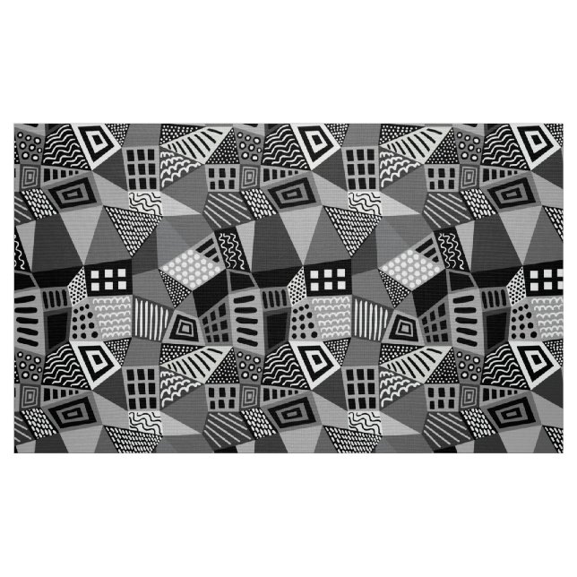 Tissu Segmenté Abstrait 070717 - Noir et blanc (Fat Quarter)
