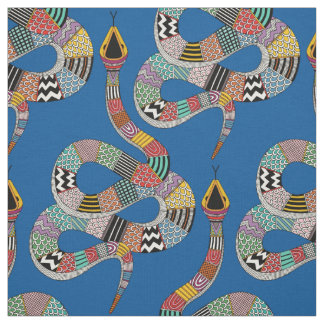 Tissu serpent graphique électrique bleu