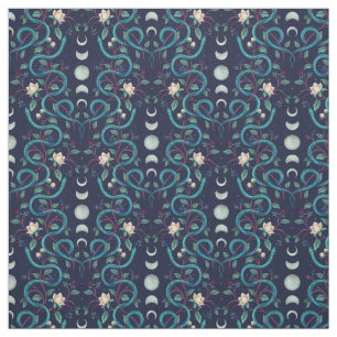 Tissu Serpents païens et phases de lune