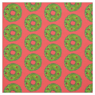 Tissu Serre de Noël Cookie à feuille blanche Rouge Vert