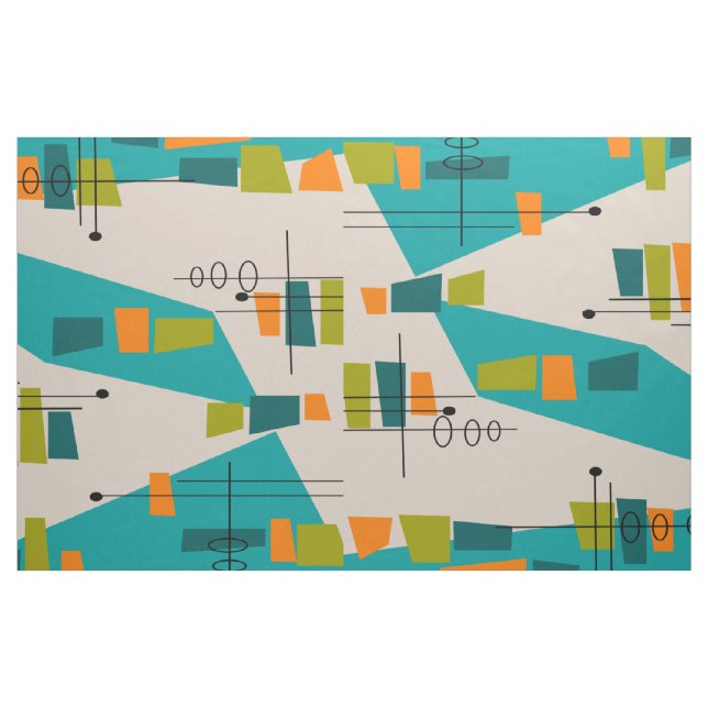 Tissu Set de table abstrait atomique moderne de Teal de (Yard)