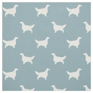 Tissu Setter anglais Silhouettes Motif Bleu clair