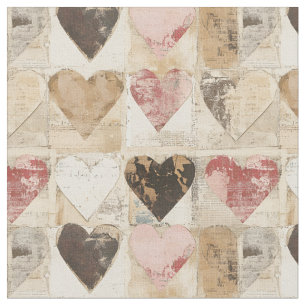 Tissu Shabby Chic Collage Hearts