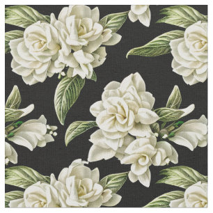 Tissu Shabby Chic - Gardenias blanches sur un arrière -