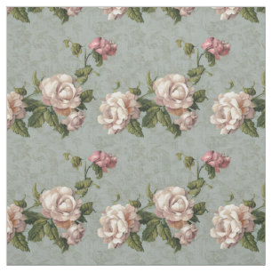 Tissu Shabby Chic rose et blanc Gardenias