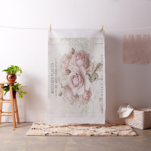 Tissu shabby chic, rustique, vintage, floral, collage, p