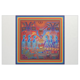 Tissu Shaman sud-ouest Peyote Ritual Huichol Fabric