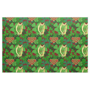 Tissu shamrock irlandais, harpe irlandaise, coeur celtiq