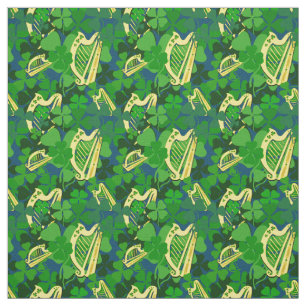 Tissu Shamrock irlandais, noir, imprimé haricot irlandai