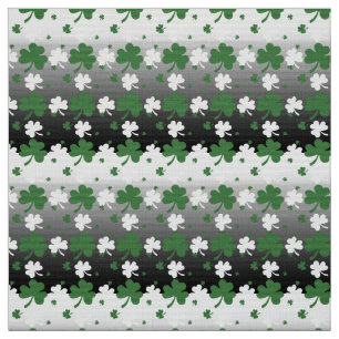 Tissu Shamrock, vert et blanc sur terrain grisé
