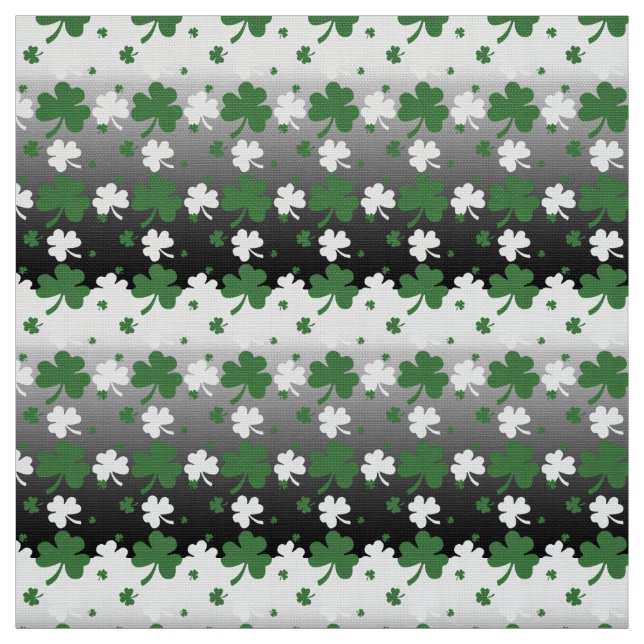 Tissu Shamrock, vert et blanc sur terrain grisé (Échantillon)