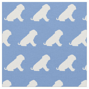 Tissu Shar Pei Chien Silhouette Animal bleu clair