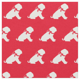Tissu Shar Pei Chien Silhouette Animal Rouge