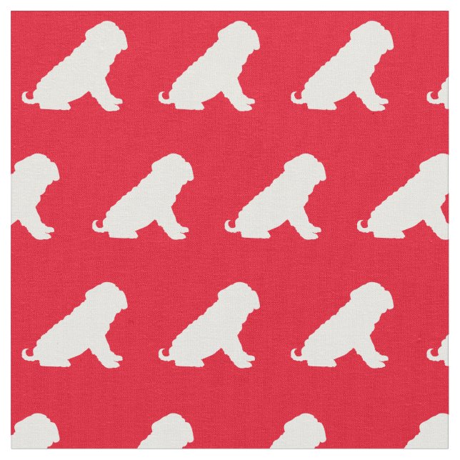 Tissu Shar Pei Dog Silhouette Rouge (Fermer)