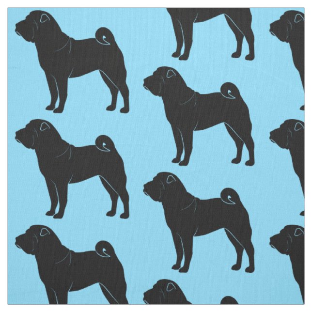 Tissu Shar Pei en silhouette sur le bleu (Échantillon)