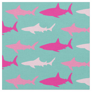 Tissu Sharks jolie silhouette rose Turquoise