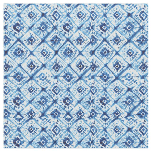 Tissu Shibori Tie Dye Indigo Bleu Abstrait (Fermer)