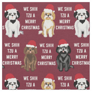 Tissu shih tzu drôle de jolies noël