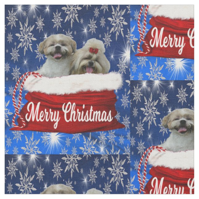 Tissu Shih tzu Fabric Noël (Fermer)