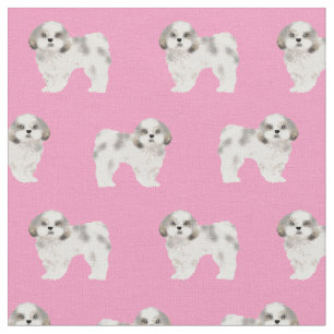 Tissu shih tzu mignon chien rose