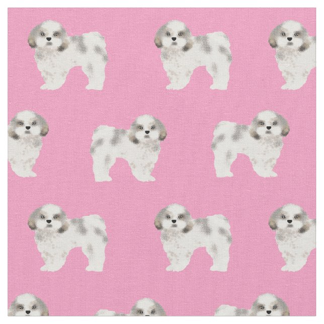 Tissu shih tzu mignon chien rose (Fermer)