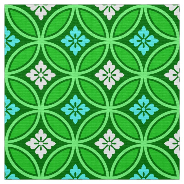 Tissu Shippo avec Motif à Fleur, Tons de Jade Green (Échantillon)