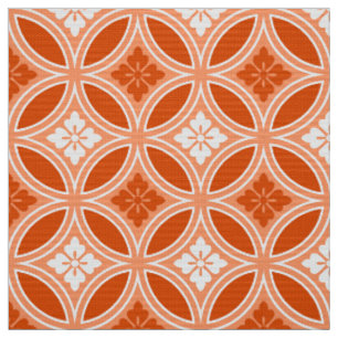 Tissu Shippo avec Motif Fleur, Mandarin Orange