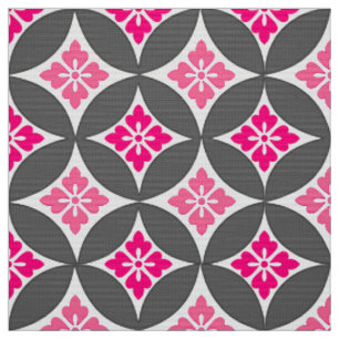 Tissu Shippo avec Motif Fleur, Rose et Gris Argent