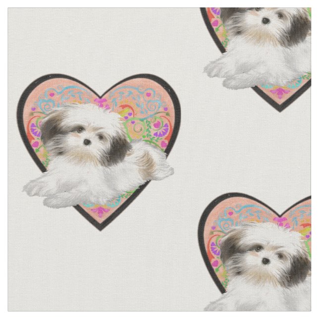 Tissu shitzu au coeur (Fermer)