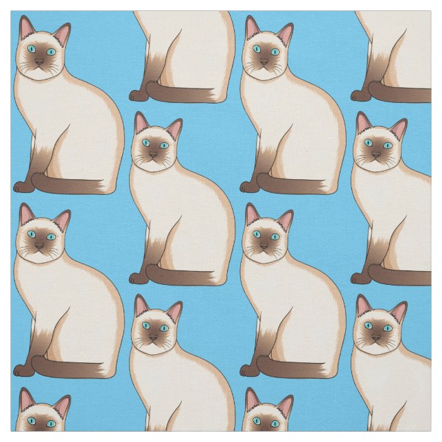 Tissu Siamese cat cartoon (Échantillon)