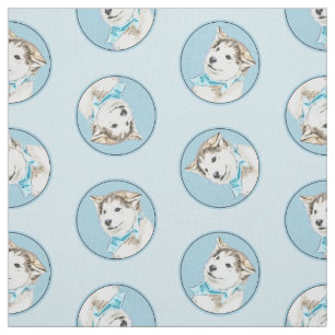 Tissu Sibérie Husky Puppy Peinture Chien Rouge Cuivre Ar
